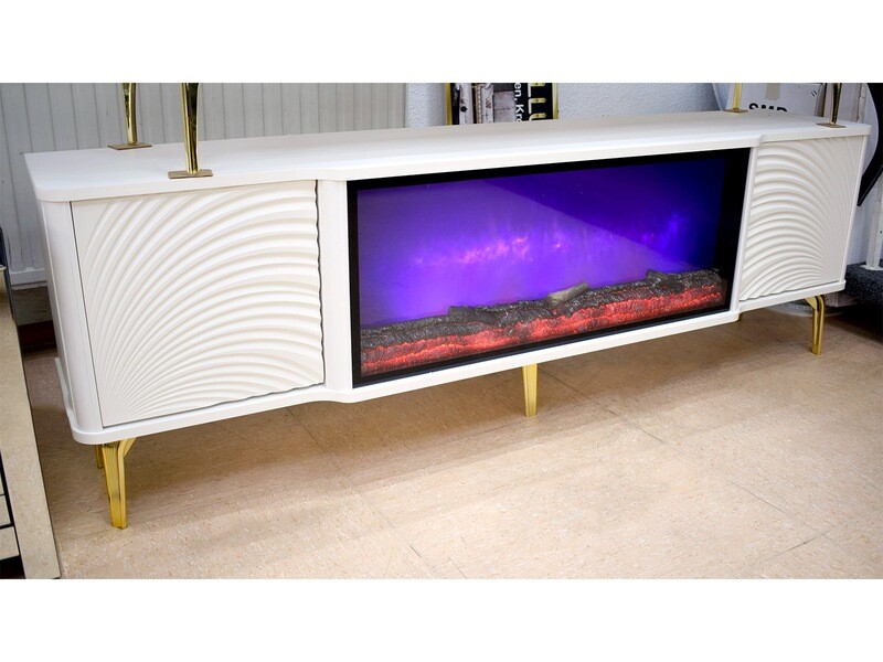 TV Lowboard &quot;Havanna&quot; Deko-Kamin Beige Gold Stauraum Schrank