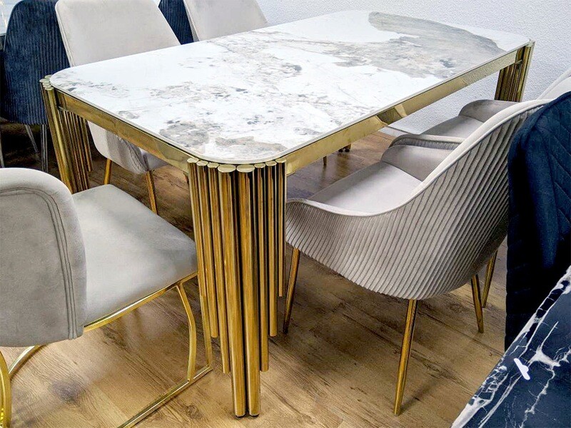Design Esstisch &quot;Gala&quot; 160x90 Weiss Gold Silber Auswahl Esszimmer