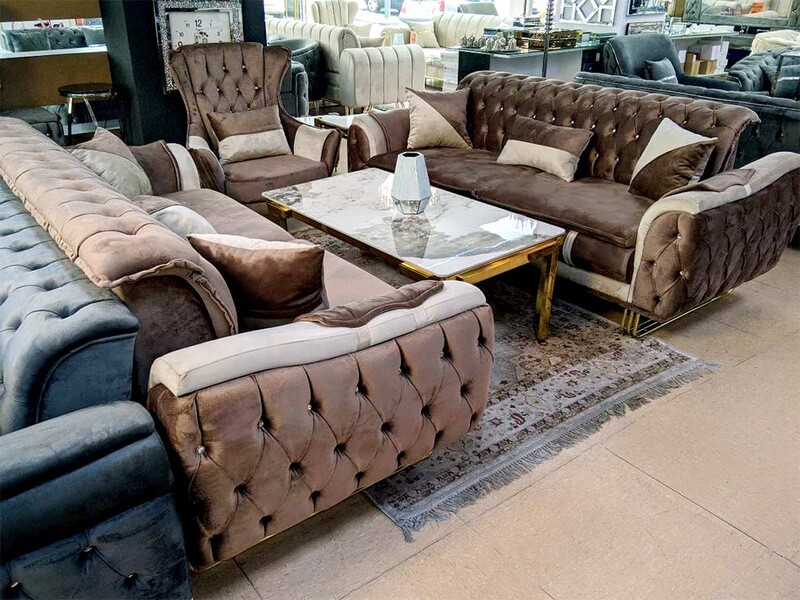 Chesterfield Schlafsofa 3-3-1 &quot;Felix&quot; Farbauswahl Couch Sessel