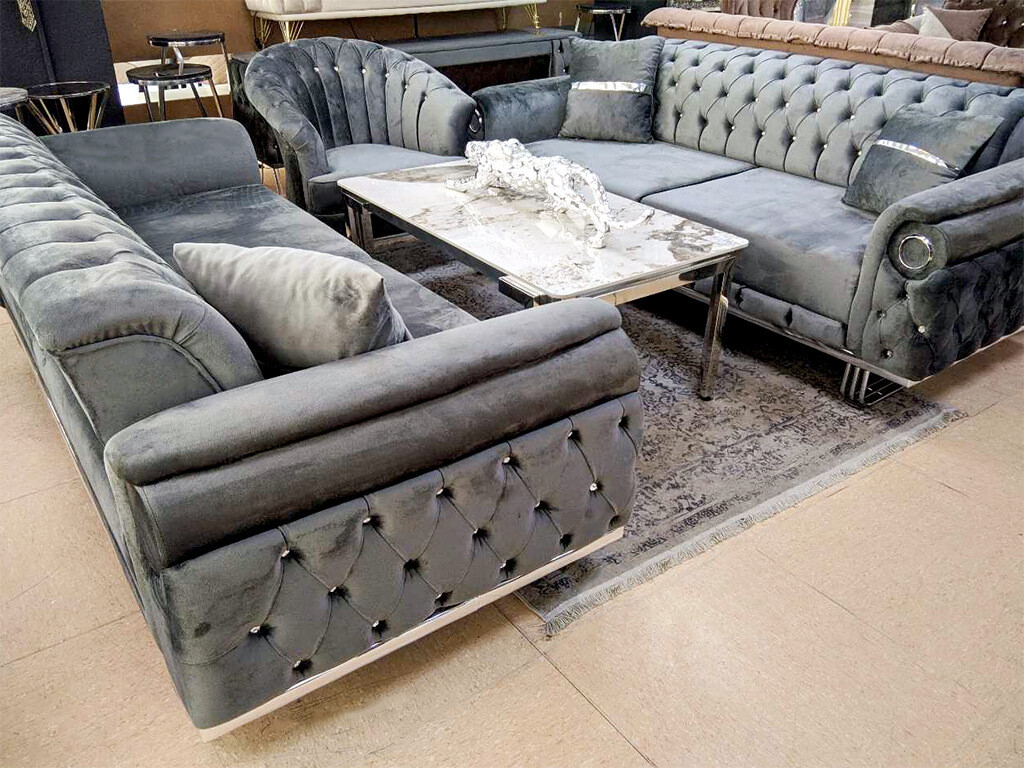 Chesterfield Schlafsofa 3-3-1 &quot;Emma&quot; Farbauswahl Couch Sessel