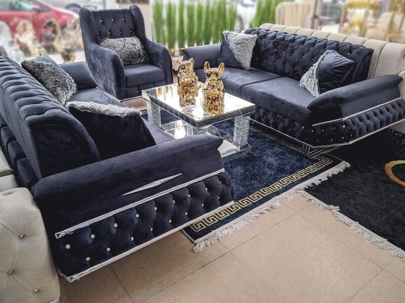 XL Chesterfield Schlafsofa &quot;Chevy&quot; 3-3-1 Farbauswahl Garnitur Wohnzimmer