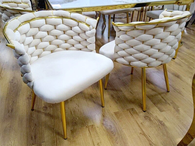 Esszimmer Stuhl &quot;Bubble&quot; Beige Gold Küche Design