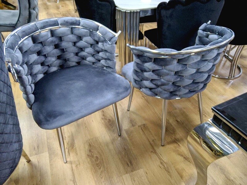 Esszimmer Stuhl &quot;Bubble&quot; Grau Silber Küche Design