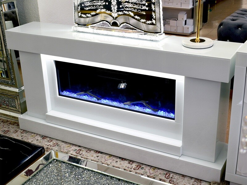 LED Lowboard Kamin &quot;Dalia&quot; Weiss Heizfunktion Farbwechsel Fernbedienung