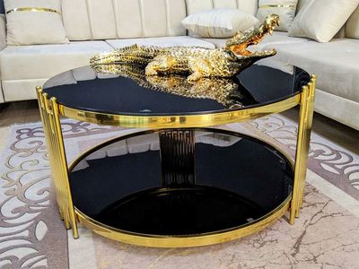 Couchtisch &quot;Milan&quot; Rund 90 cm Schwarz Gold Wohnzimmer Tisch