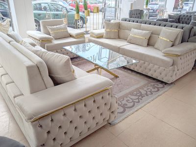 Chesterfield Schlafsofa &quot;Komfort&quot; Beige Gold Farbauswahl 3-3-1 Komfort