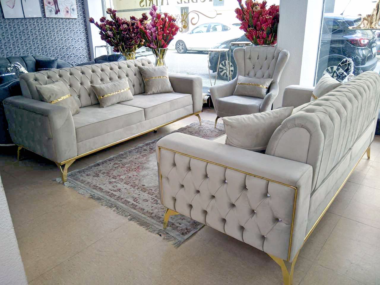 Chesterfield 3-3-1 Schlafsofa &quot;Oslo&quot; Farbauswahl Sofa-Garnitur Wohnzimmer Couch