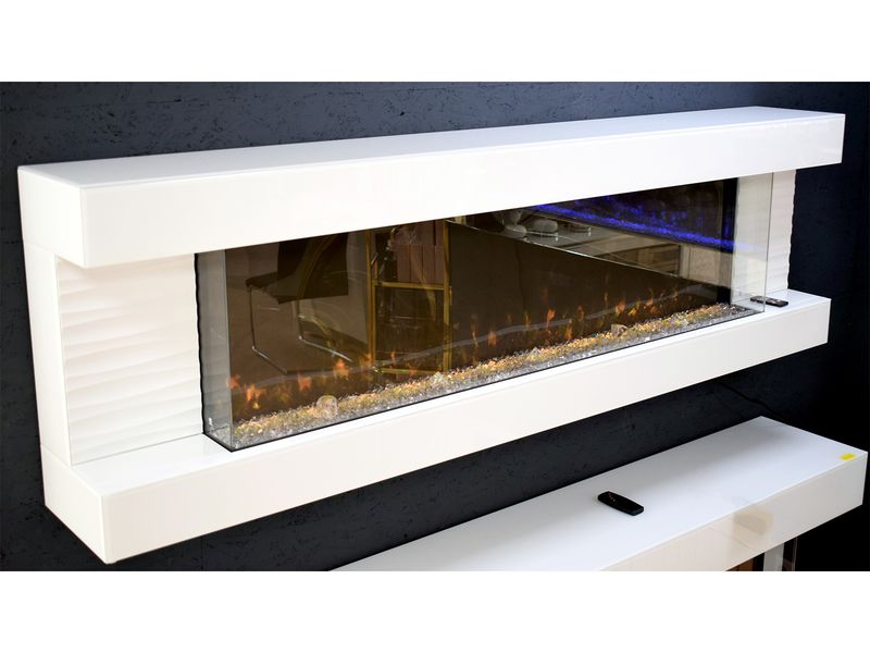 LED Deko-Hängekamin &quot;Hana&quot; 180 cm Spiegel Weiss Farbwechsel