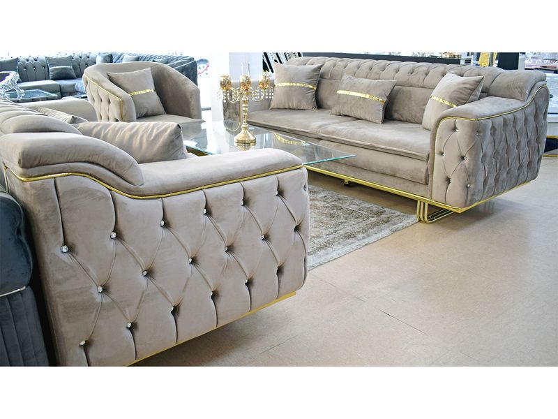 Chesterfield Schlafsofa &quot;Sven&quot; 3-3-1 Farbauswahl Wohnzimmer Couch Sessel