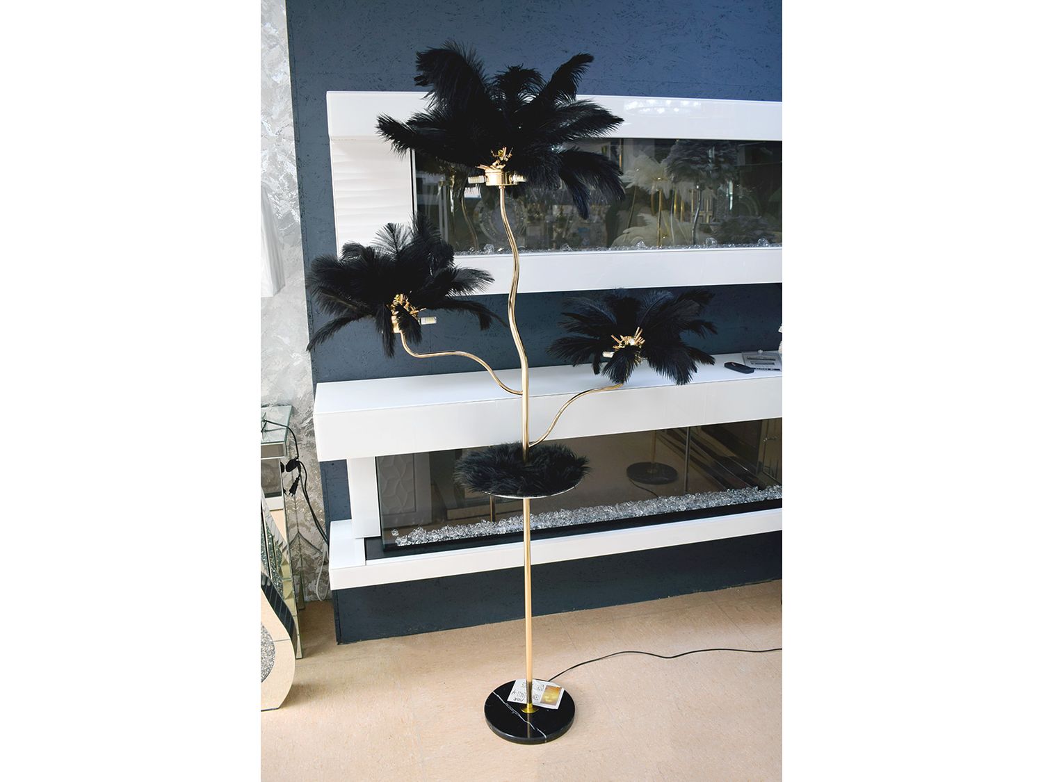 Stehlampe 180 cm &quot;Sahara&quot; Palmen-Design Schwarz Gold E27