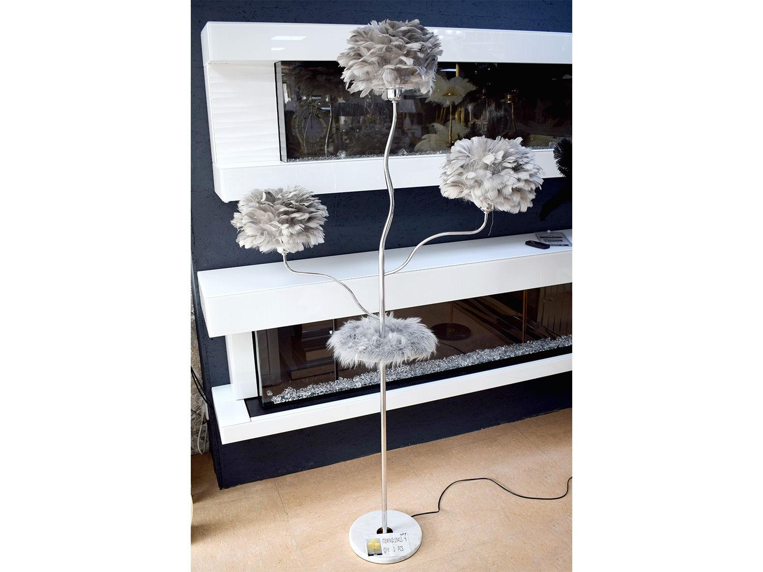 Stehlampe 180 cm &quot;Wolke&quot; Blumen-Design Grau Silber E27