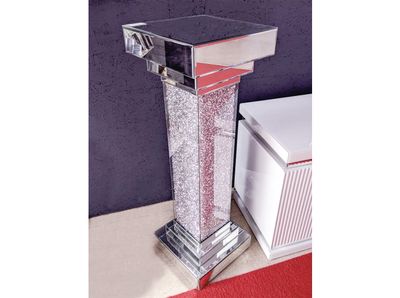 XL Deko Säule &quot;Kronos&quot; Silber Crushed Diamant Design Dekoration