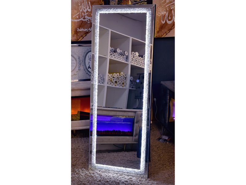 LED Standspiegel &quot;Galerie&quot; 60x160 Silber Crushed Diamant Deko