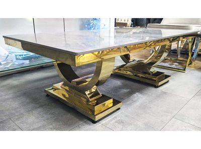 Design Couchtisch &quot;Nova&quot; 130x70 Grau Gold Marmor-Optik Wohnzimmer