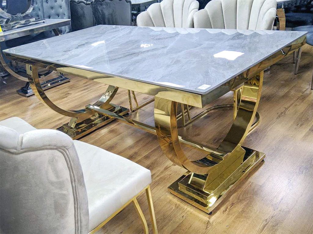 Design Esstisch &quot;Nova&quot; 180x90 Grau Gold Marmor-Optik Wohnzimmer