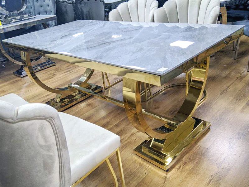 Design Esstisch &quot;Nova&quot; 180x90 Grau Gold Marmor-Optik Wohnzimmer
