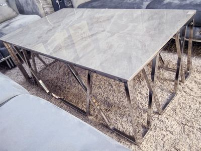 Design Couchtisch &quot;Farah&quot; 130x70 Grau Silber Marmor-Design Wohnzimmer