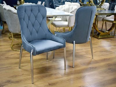 Chesterfield Stuhl &quot;Terry&quot; Grau-Silber Esszimmer Küche