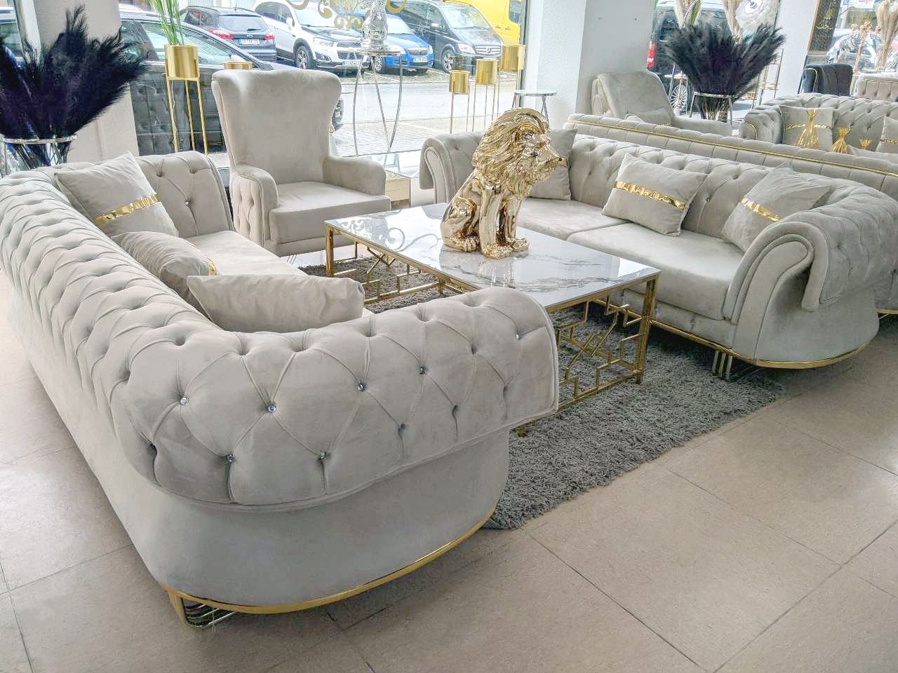 XL Chesterfield Sofa &quot;Tessa&quot; 3-3-1 Farbauswahl Wohnzimmer Garnitur