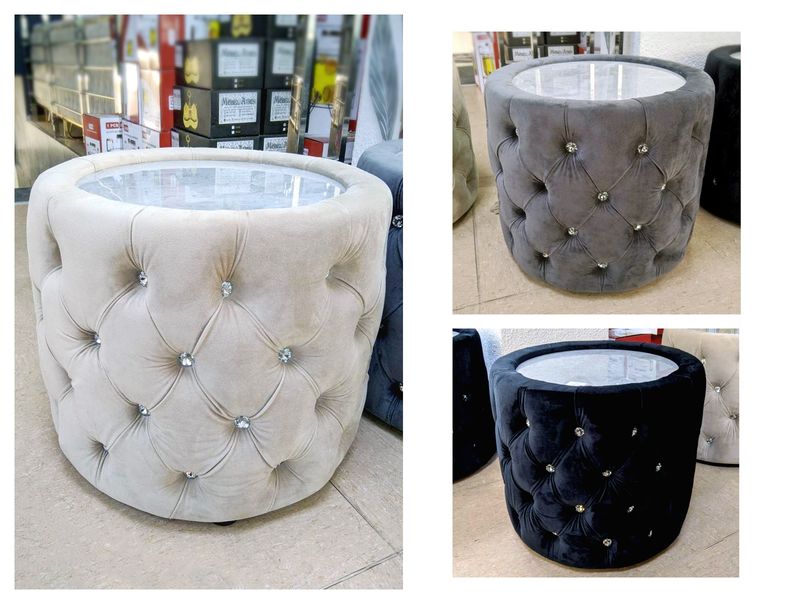 Chesterfield Beisteller Rund &quot;Steve&quot; Farbauswahl Wohnzimmer Couchtisch