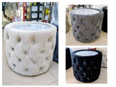 Chesterfield Beisteller Rund &quot;Steve&quot; Farbauswahl Wohnzimmer Couchtisch