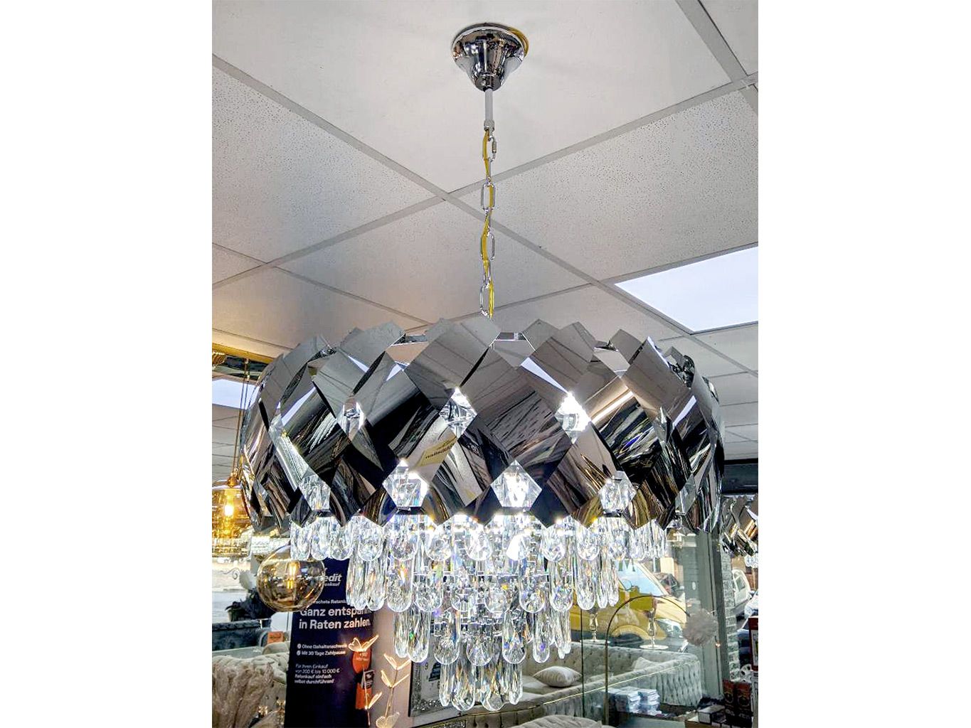 Deckenlampe 60 cm Silber &quot;Mark&quot; Licht Deckenleuchte Beleuchtung