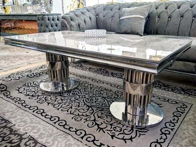 Design Couchtisch &quot;Yara&quot; 130x70 Grau Silber
