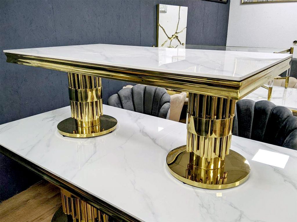 Design Couchtisch &quot;Yara&quot; 130x70 Weiss Gold
