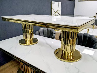 Design Couchtisch &quot;Yara&quot; 130x70 Weiss Gold