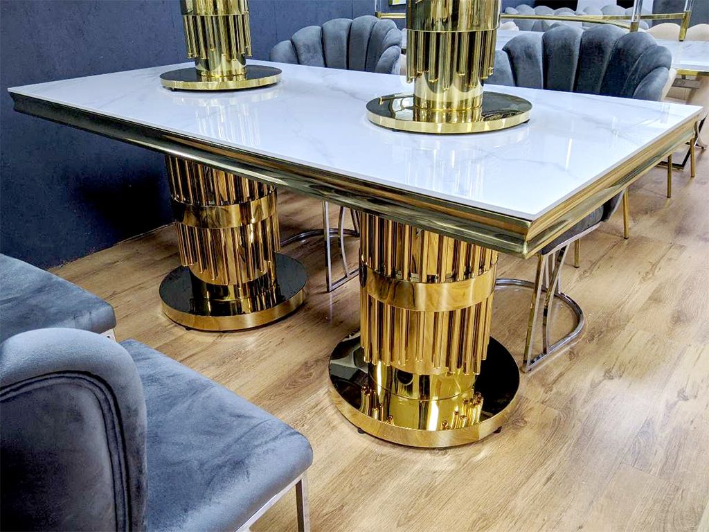Design Esstisch &quot;Yara&quot; 180x90 Weiss Gold