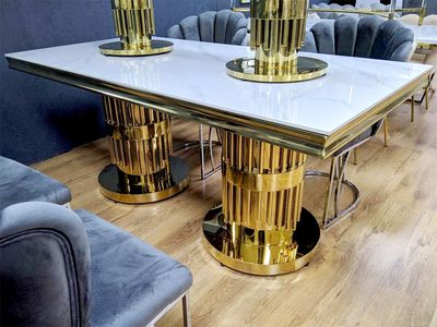 Design Esstisch &quot;Yara&quot; 180x90 Weiss Gold