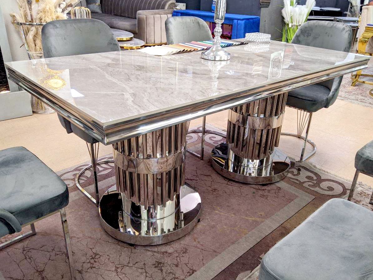 Design Esstisch &quot;Yara&quot; 180x90 Grau Silber