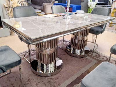 Design Esstisch &quot;Yara&quot; 180x90 Grau Silber