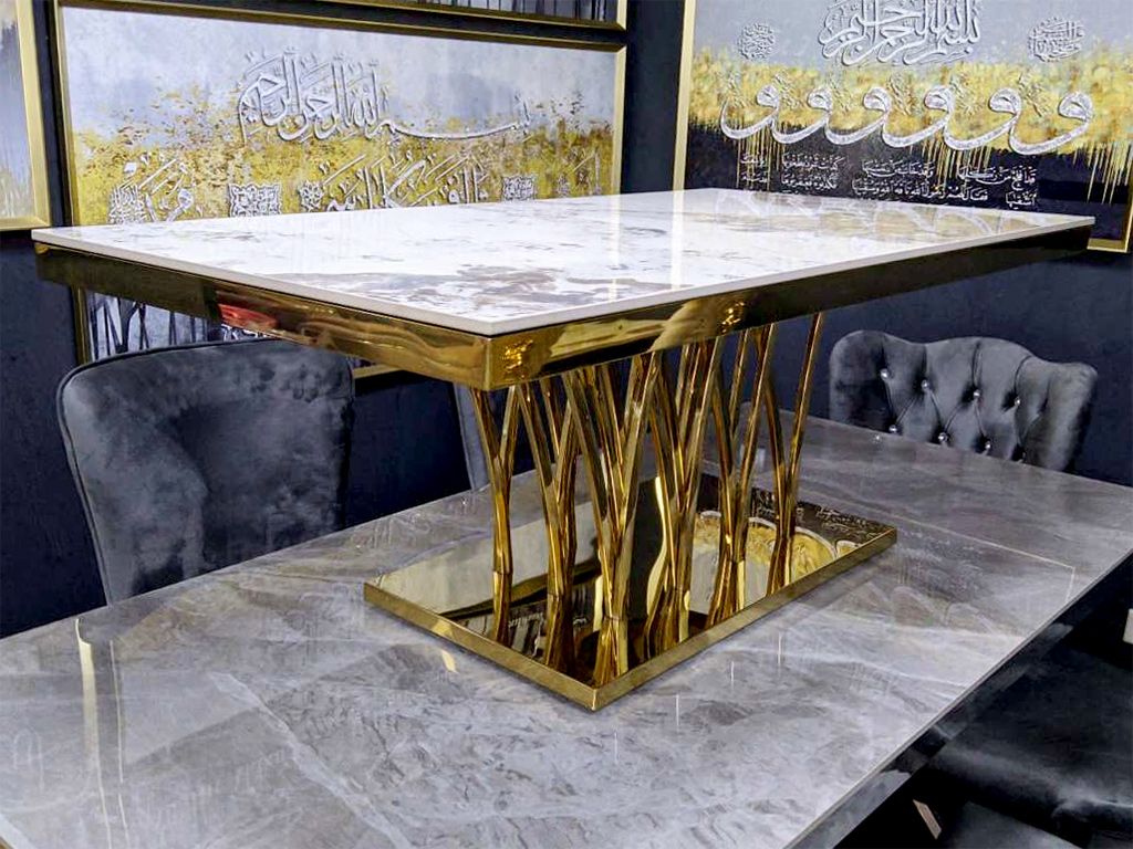 Design Couchtisch &quot;Dennis&quot; 130x70 Weiss Gold