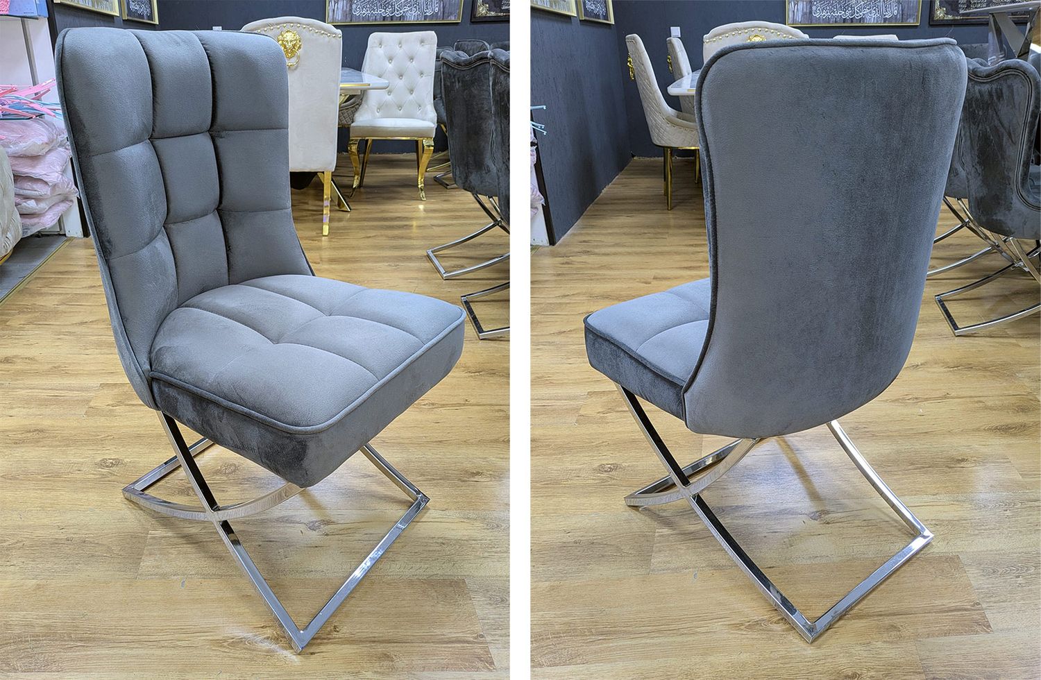Design Esszimmer Stuhl &quot;Bobby&quot; Grau Silber Esszimmer Küche