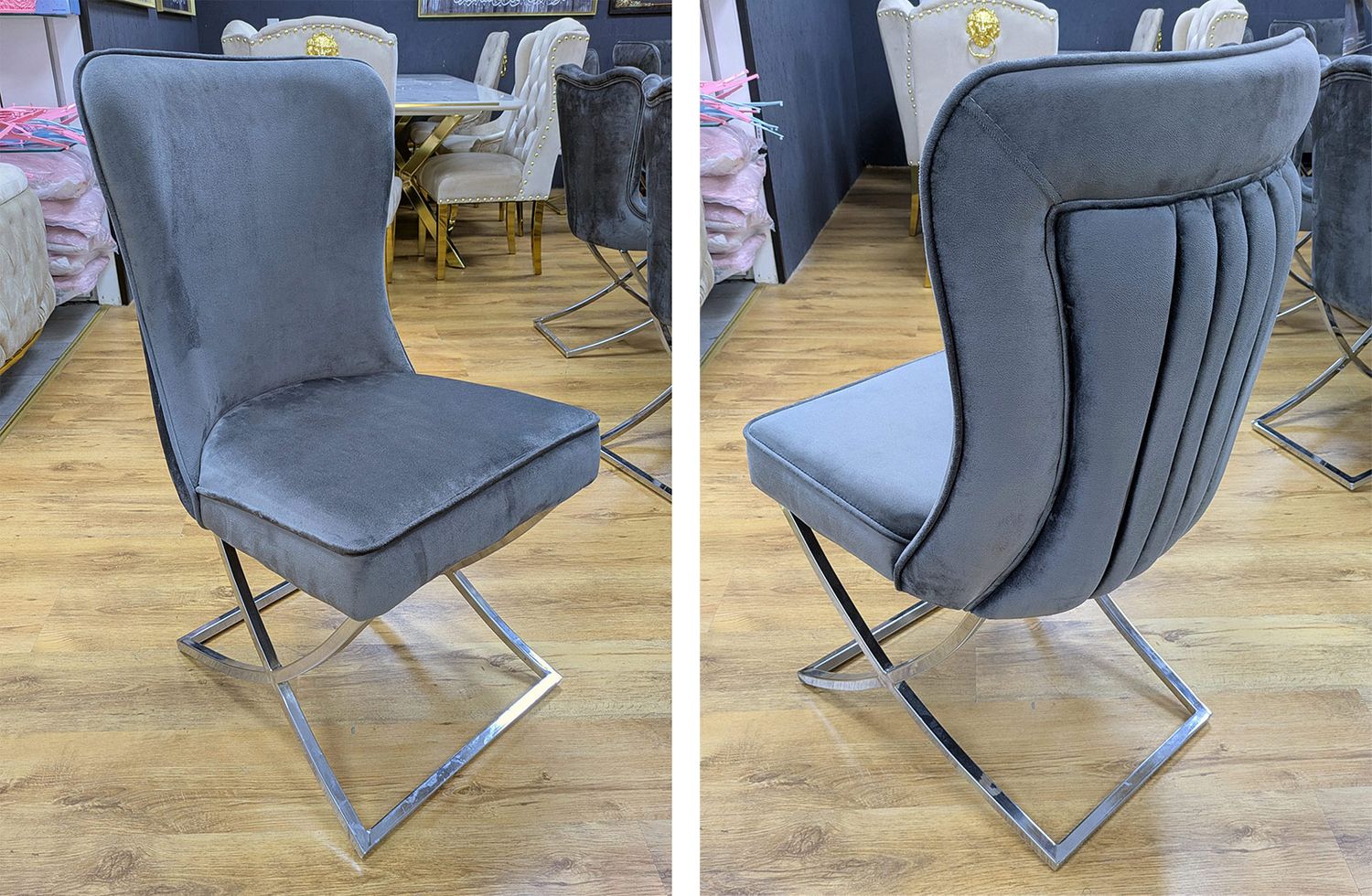 Design Esszimmer Stuhl &quot;Mira&quot; Grau Silber Esszimmer Küche