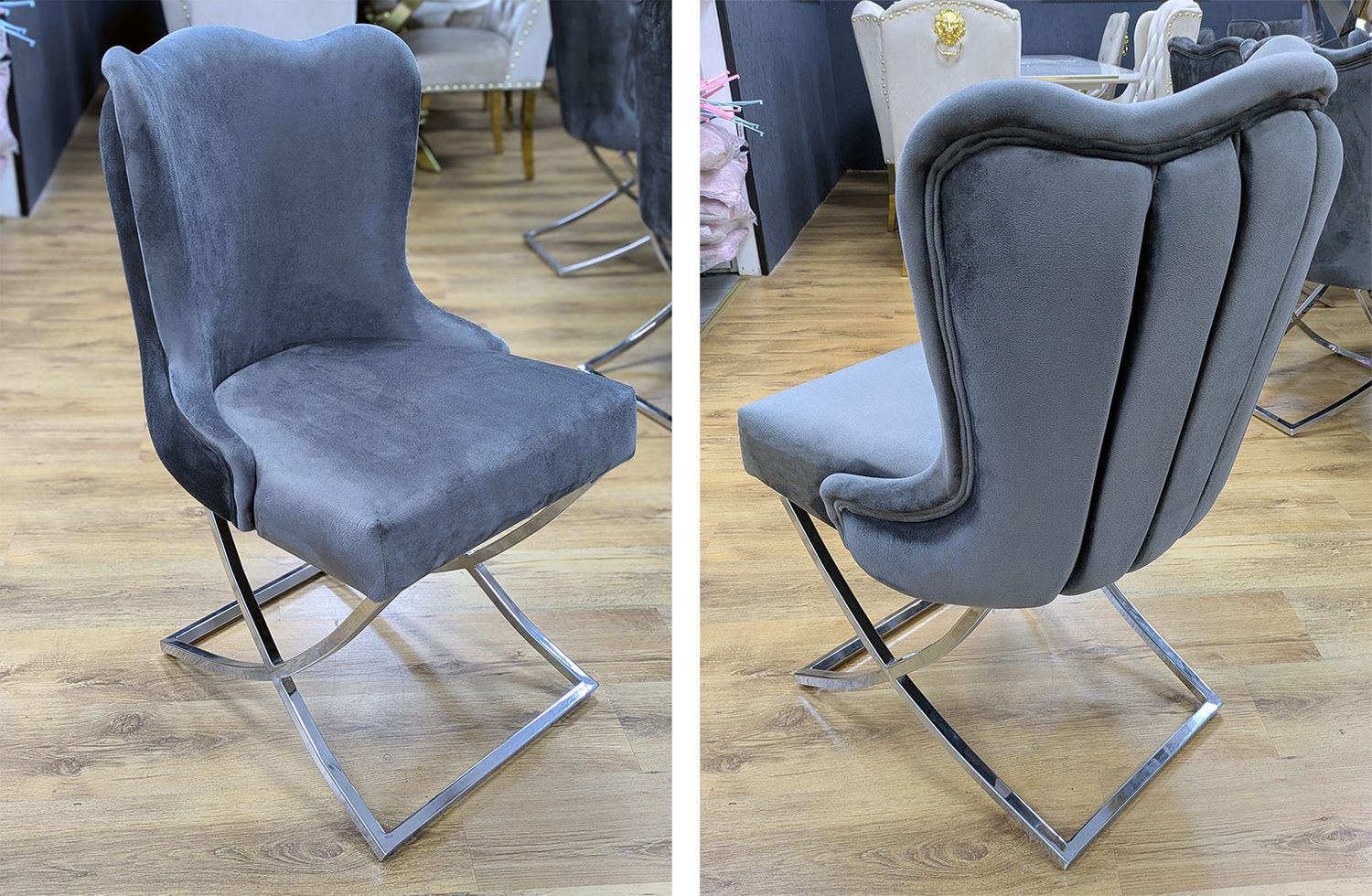 Design Esszimmer Stuhl &quot;Lars&quot; Grau Silber Esszimmer Küche