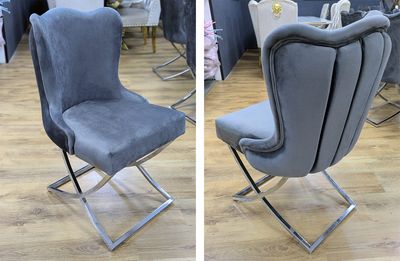 Design Esszimmer Stuhl &quot;Lars&quot; Grau Silber Esszimmer Küche