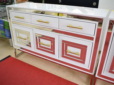 Design Spiegel Kommode &quot;Daisy&quot; 120 cm Weiss Verspiegelt
