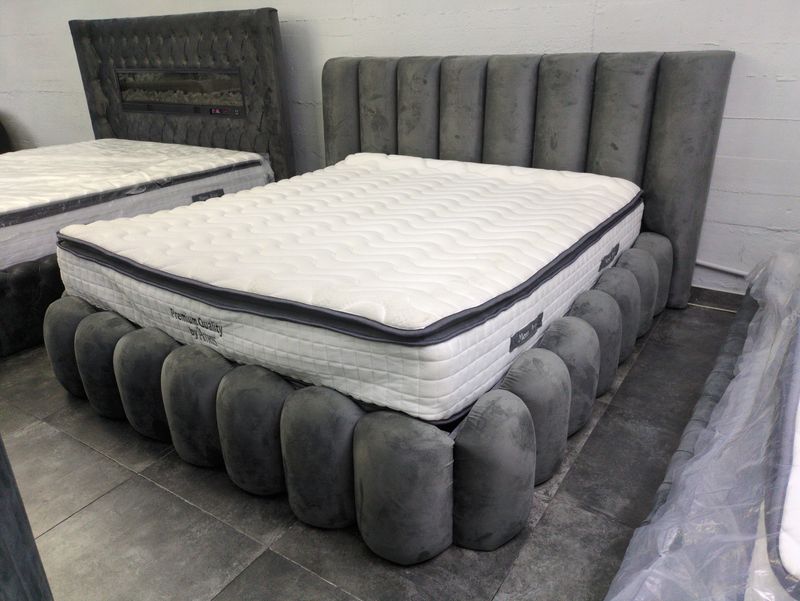 Design Bett &quot;Bubble&quot; Grau Bettkasten Stauraum Schlafzimmer