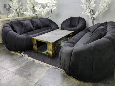 Design Sofa &quot;Bubble&quot; 3-3-1 Schwarz Gold Garnitur Couch