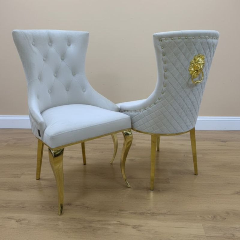 Chesterfield Stuhl &quot;Luxemburg 2&quot; Beige Gold Löwe Esszimmer