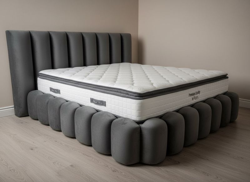 Design Bett &quot;Bubble&quot; Grau Bettkasten Stauraum Schlafzimmer