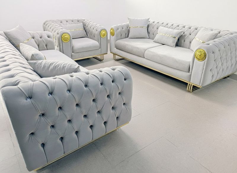 Chesterfield Sofa &quot;Medusa&quot; 3-3-1 Farbauswahl Wohnzimmer Garnitur