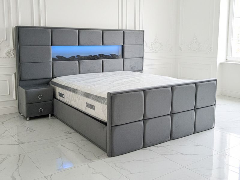 Design Bett &quot;Mustang&quot; Deko-Kamin Bettkasten Nachttische
