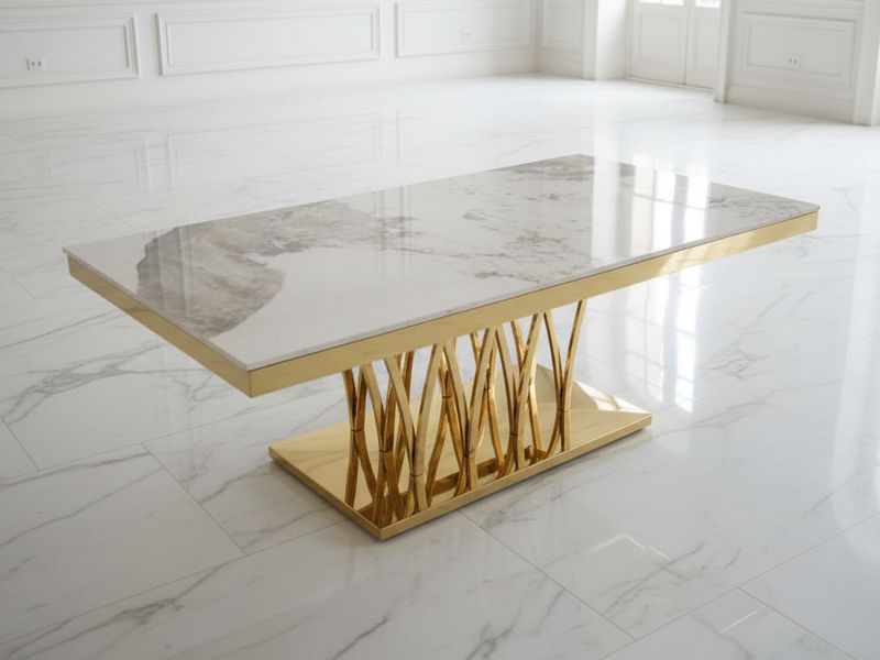 Design Couchtisch &quot;Dennis&quot; 130x70 Weiss Gold