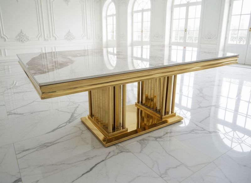 Design Couchtisch &quot;Rex&quot; 130x70 Weiss Gold