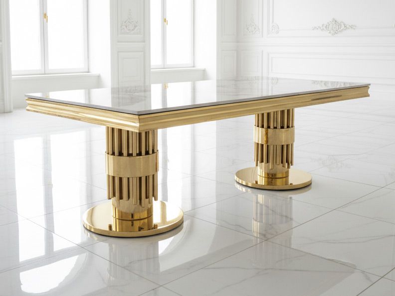 Design Couchtisch &quot;Yara&quot; 130x70 Weiss Gold