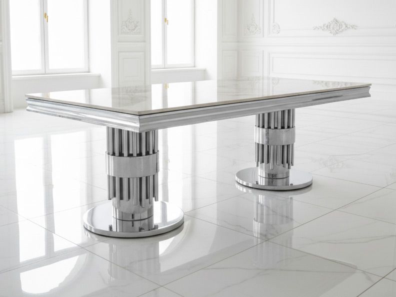 Design Couchtisch &quot;Yara&quot; 130x70 Grau Silber
