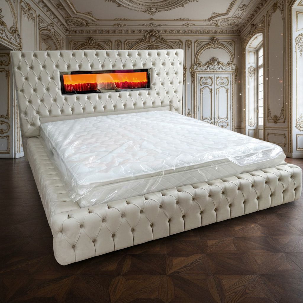 Chesterfield Bett "Pharao" Farbauswahl Kamin Matratze Chesterfield Bett "Pharao" Farbauswahl Kamin Matratze